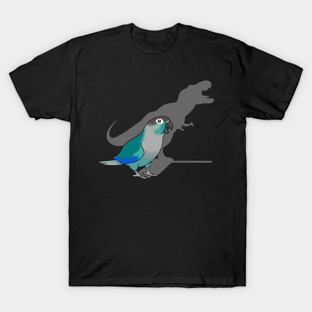 Turquoise Green Cheeked Conure T-rex T-Shirt by FandomizedRose
